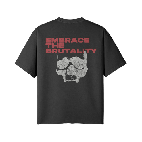 Embrace the Brutality Skull | Oversized Raw Hem Heavyweight Tee - Pajer Hockey