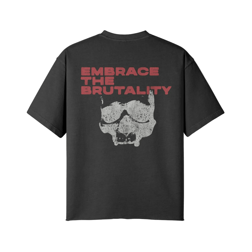 Embrace the Brutality Skull | Oversized Raw Hem Heavyweight Tee - Pajer Hockey