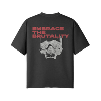 Embrace the Brutality Skull | Oversized Raw Hem Heavyweight Tee - Pajer Hockey