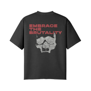 Embrace the Brutality Skull | Oversized Raw Hem Heavyweight Tee