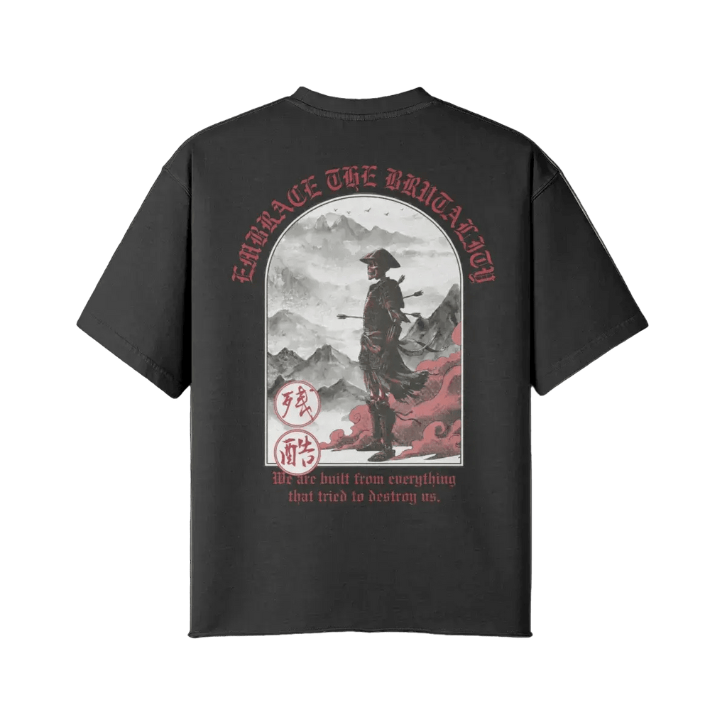 Embrace the Brutality Warrior | Oversized Raw Hem Heavyweight Tee - Pajer Hockey