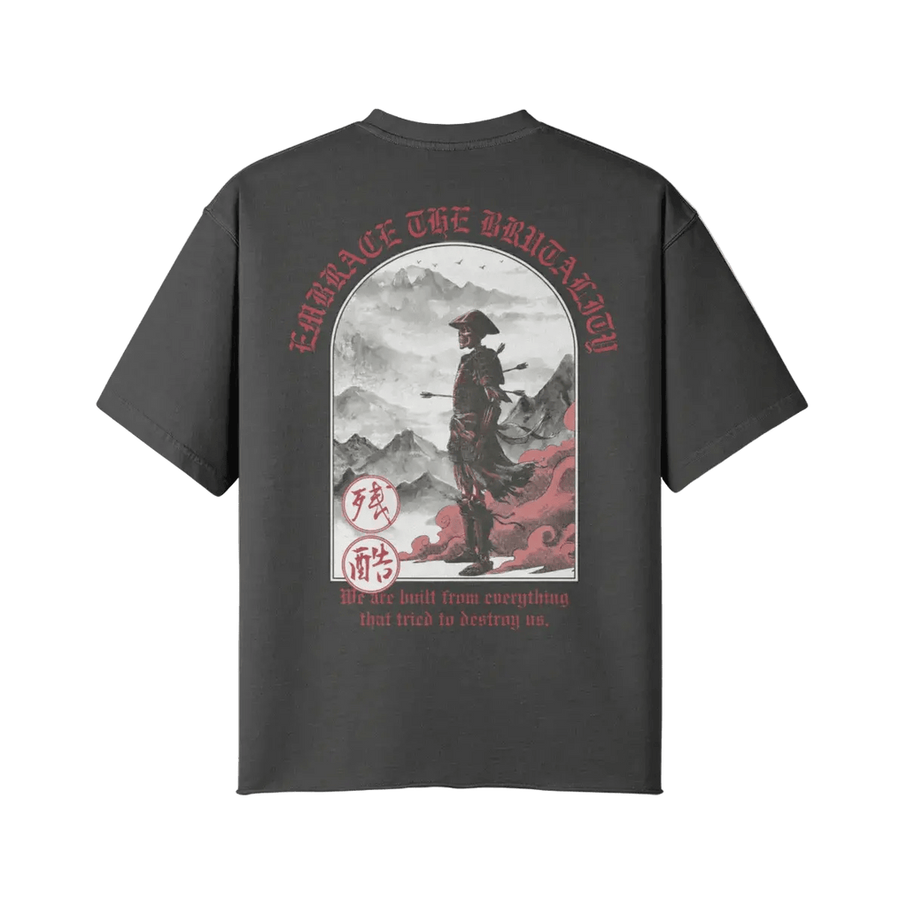 Embrace the Brutality Warrior | Oversized Raw Hem Heavyweight Tee - Pajer Hockey