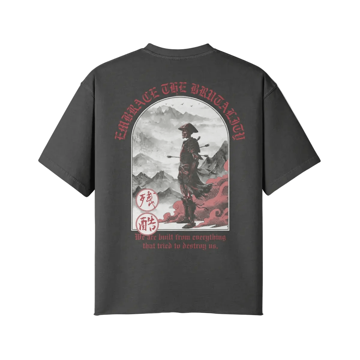 Embrace the Brutality Warrior | Oversized Raw Hem Heavyweight Tee - Pajer Hockey