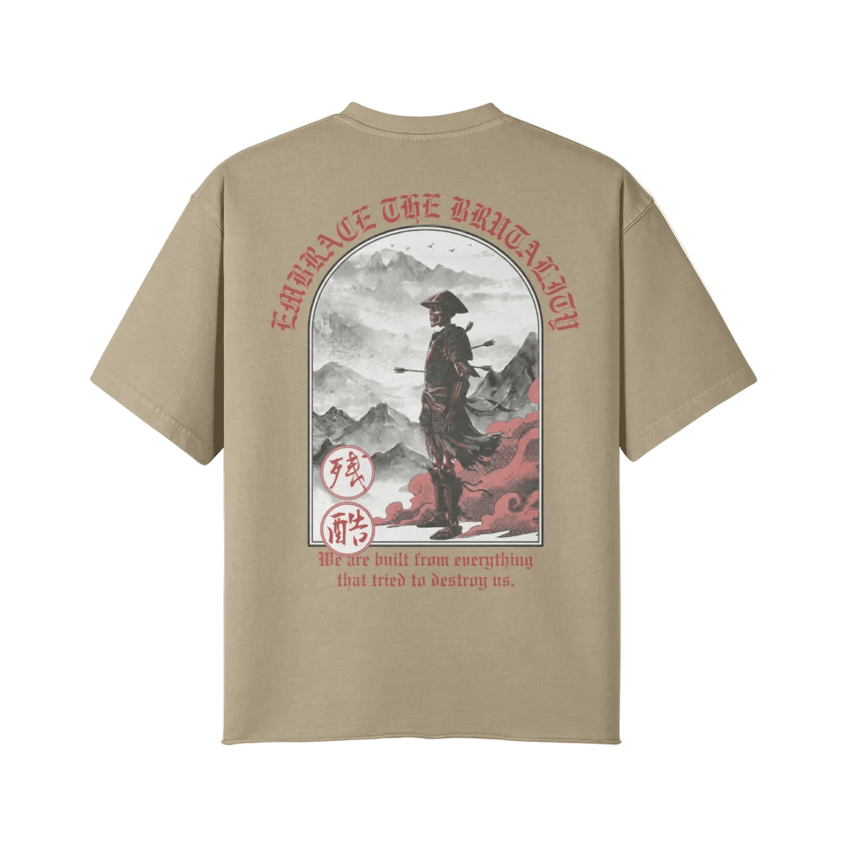Embrace the Brutality Warrior | Oversized Raw Hem Heavyweight Tee - Pajer Hockey