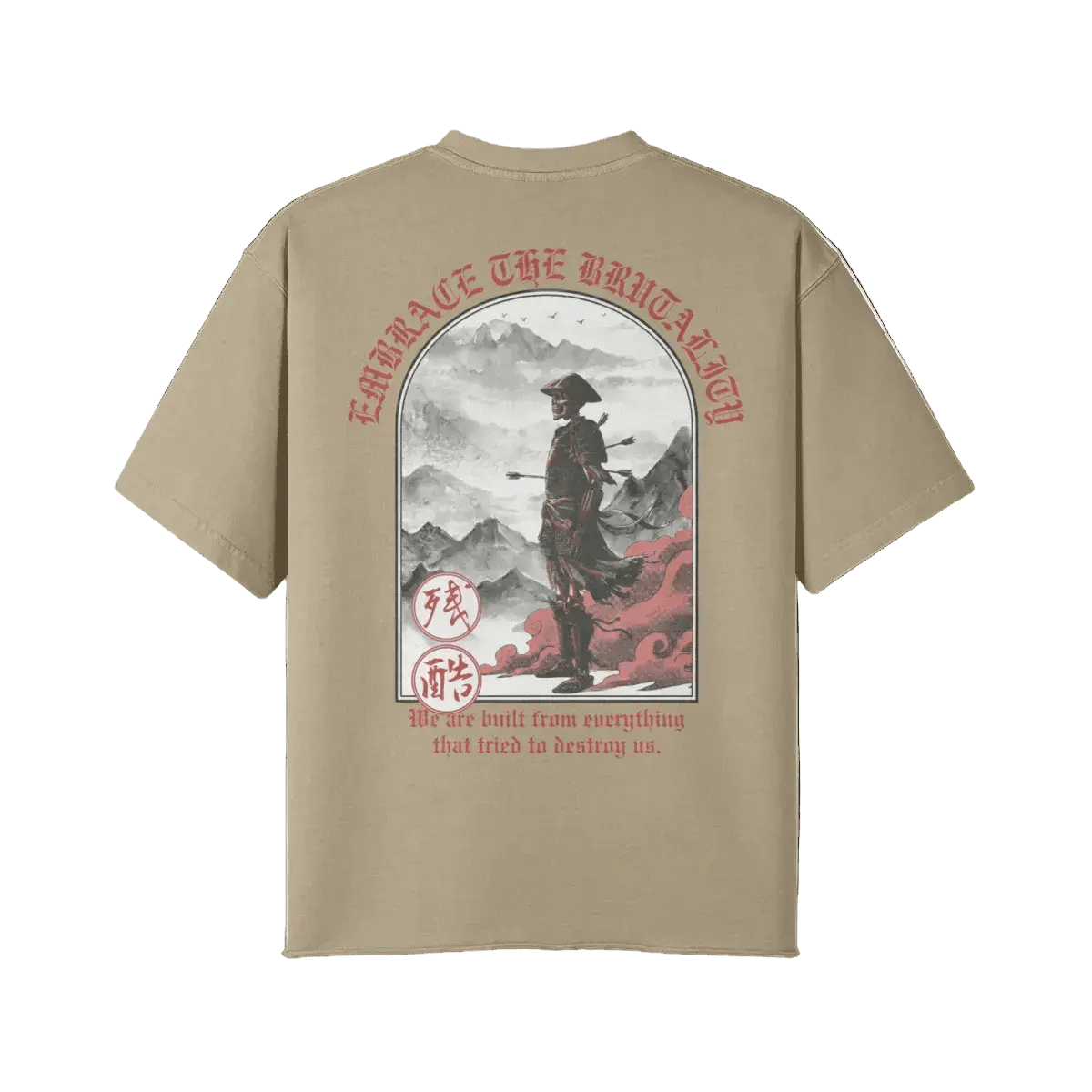 Embrace the Brutality Warrior | Oversized Raw Hem Heavyweight Tee - Pajer Hockey